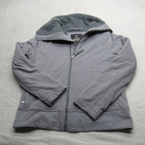 Prana Jacket Womens Medium Gray Xina L21 Pockets Sherpa Fleece Lined Full Zip