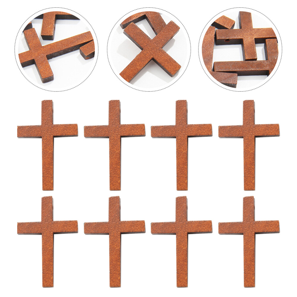 ABOOFAN 100 Pcs Pendentifs Croix En Bois Pour Bricolage Bijoux Diy Collier Bracelet Accessoires Décoratifs Créatifs 2.2X1.5X0.2 Cm Vintage