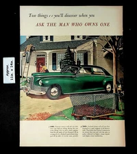 1946 Packard Motors Green De Luxe Clipper in driveway Print Ad 43846