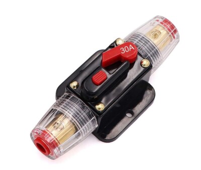 DC 12V 24V 30A Circuit Breaker Reset Fuse Waterproof Home Solar System Car Audio