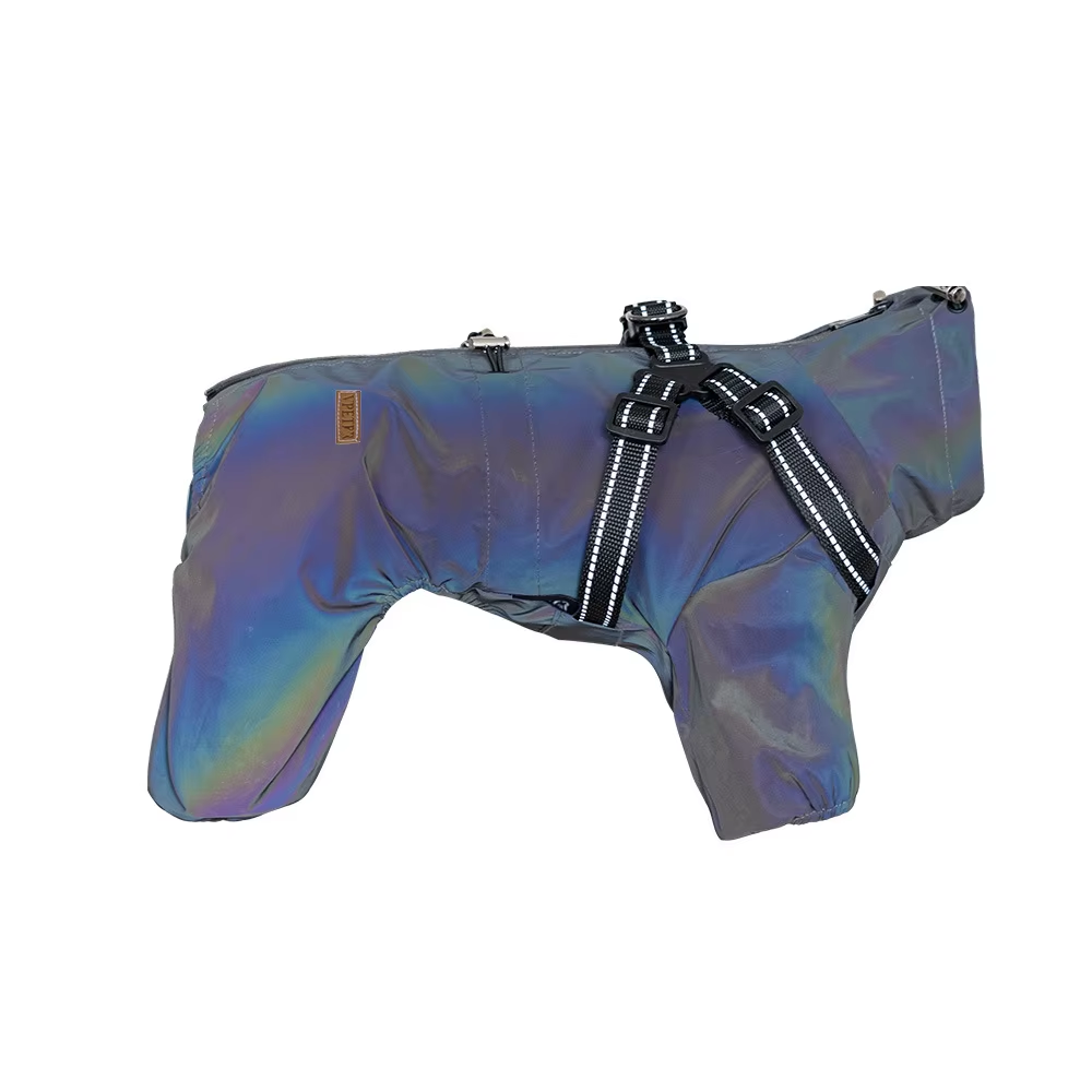 Dog Raincoat with Harness Waterproof Pet Jumpsuit for Small Medium Dogs Adjustab-image