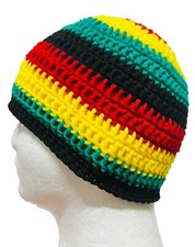 RASTA Pan African Jamaica unisex Mens TEEN Crochet SKI Hat Beanie Handmade cap
