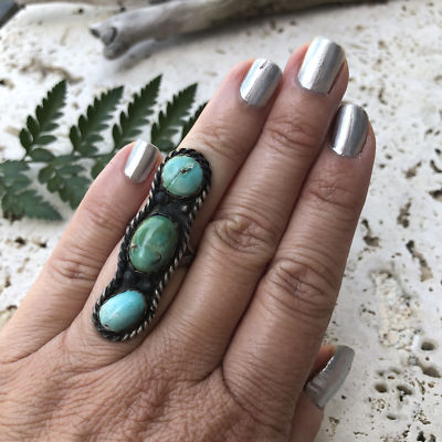 Turquoise Sterling Silver Ring Vintage Turquoise Jewelry Multi Stone  Rings