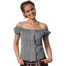 Woman Traditional German Blouse Oktoberfest Party Black White Ruffles Festival