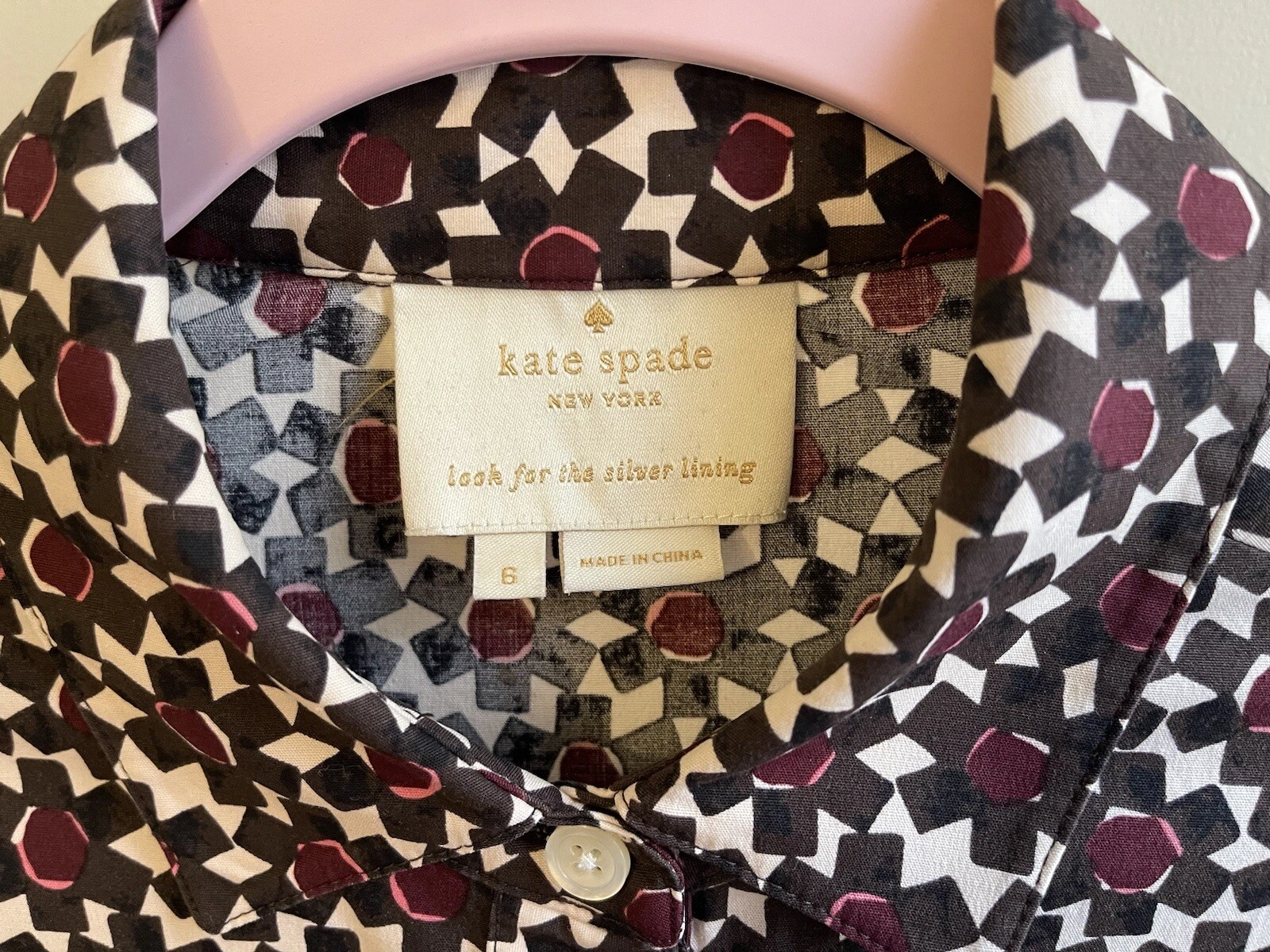 Camicia in piastrelle floreali Kate Spade taglia 6 abito aderente e svasato con tasche abito da camicia