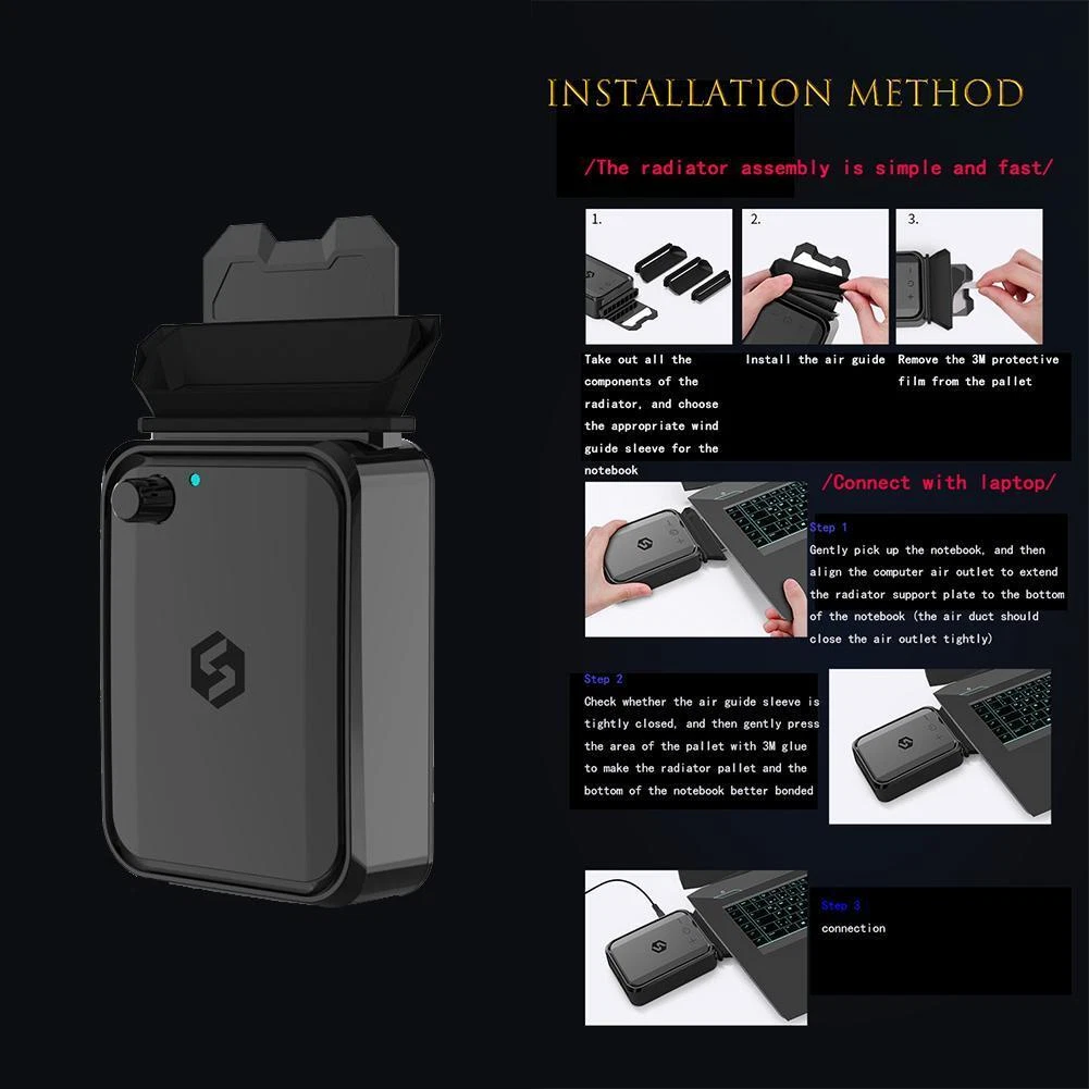 Exhaust Cooling Cooler Notebook Gaming Laptop Cooling Cooler Fan Radiator - Picture 4 of 8