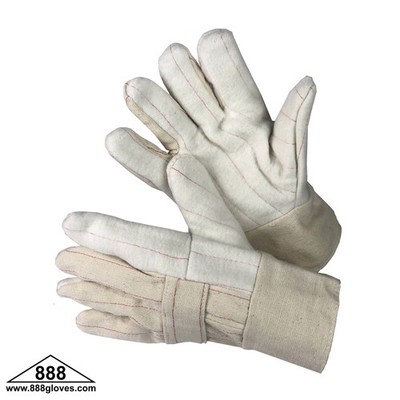 Beige Hot Mill Gloves 2.5'' Band Top Triple Palm Burlap 60-1960Q - 1 Dozen Pairs