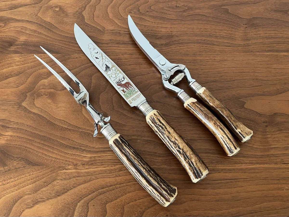 Carving Set In Collectible Vintage Factory Manufactured Fixed
