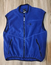 The North Face Fleece Vest Men Large Blue Full Zip Outdoor Pockets USA Made