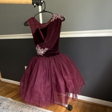Weissman Adult Burgundy Dance Costume Dress Tulle Skirt Sequin Applique SA