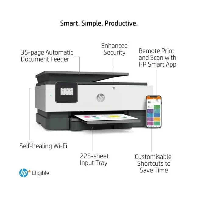 HP OFFICEJET 8012 DUPLEX WIRELESS/USB COMPACT ALL-IN-ONE A4 COLOR INKJET PRINTER - Image 3 of 4