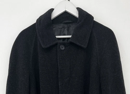 Men's Long Heavyweigth Wool Overcoat – Charcoal/Gray/Black– Belted Winter Coat image 2