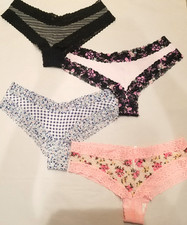 Victoria's Secret 4 Pair Multicolor Lace Trim Cheeky Panties Size M