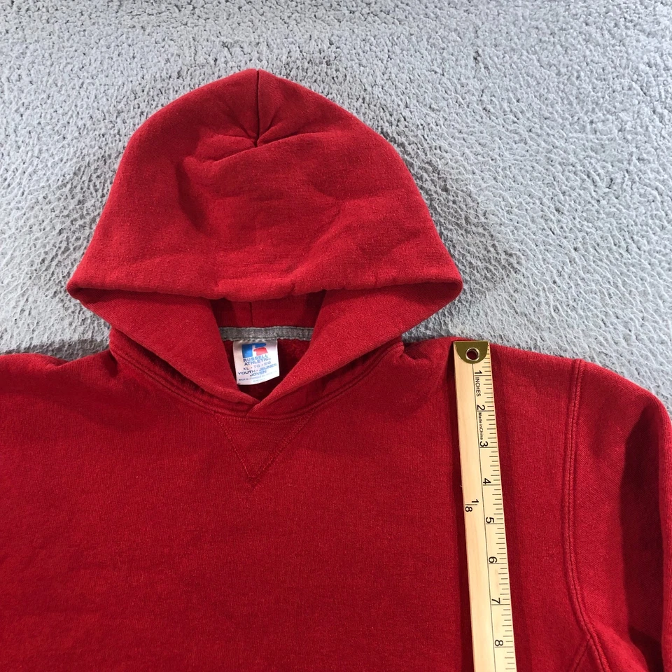 vtg russell hoodie sweatshirt youth XL red blank pockets - Image 4 of 4