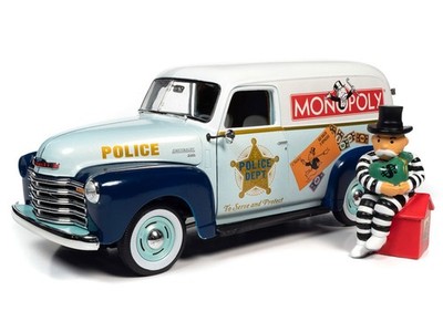 Auto World AWSS129 1/18 Monopoly 1948 Chevy Panel Lieferwagen Modellauto