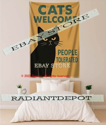 Cats Welcome fabric tapestry Cat Quote poster  59X82 in