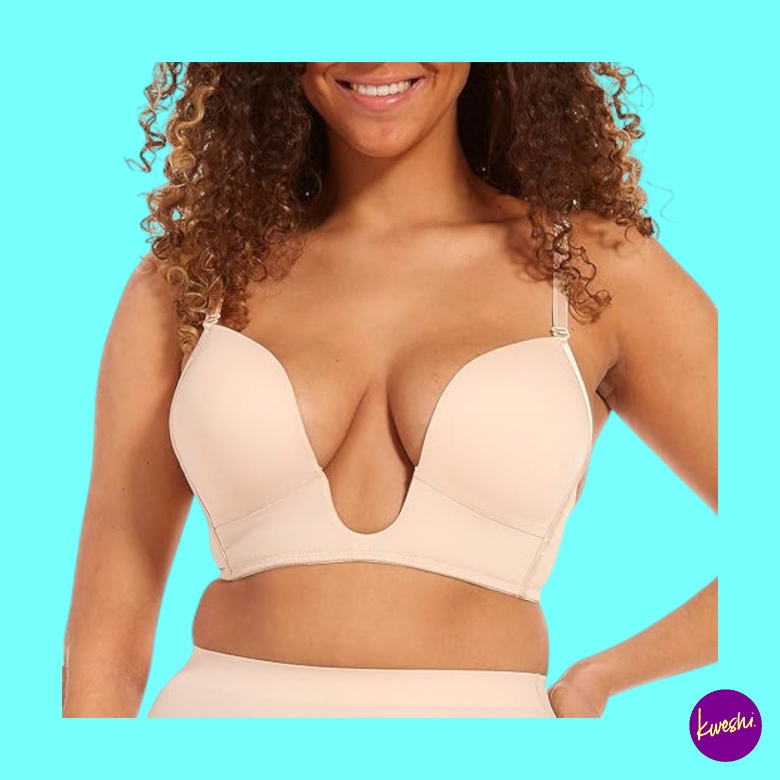 MAGIC BODYFASHION Women's U-Bra Deep Plunge Push Up, Latte, UK 34D | EU 85D