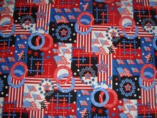 Patriotic Fabric 1 Yd Red/White/Blue Flags/Stars Crafts/Sewing/Quilting NEW