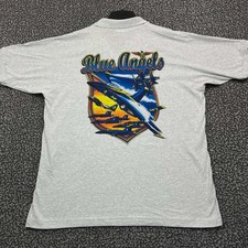 Vintage Blue Angels Polo Shirt Men Extra Large Fruit of the Loom Short Sleeve XL