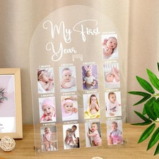 My First Year Photo Frame Acrylic 18 x 12 Inch Large 12 Monthly Milestone Photo