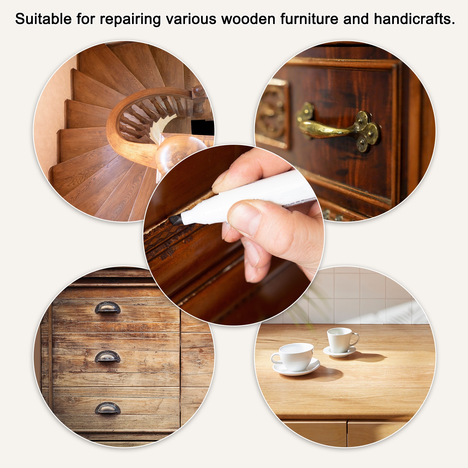 5pcs Furniture Markers Touch Up Furniture Repair Kit Wood Maker Gray