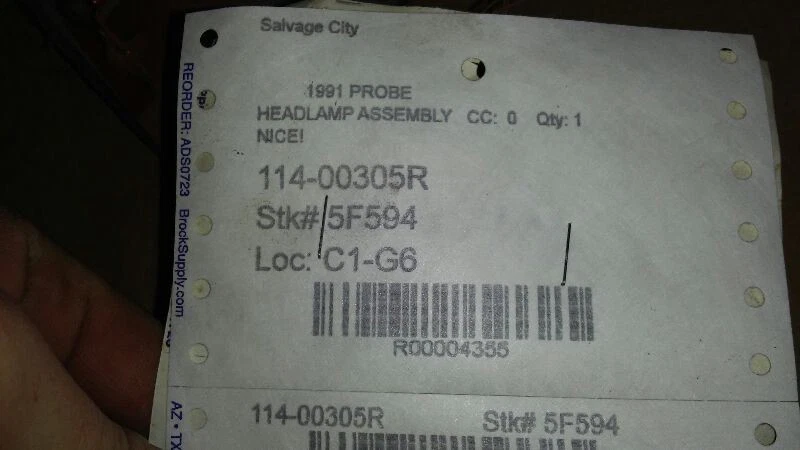 Passenger Right Headlight Fits 89-92 Ford Probe OEM - Image 3 of 4