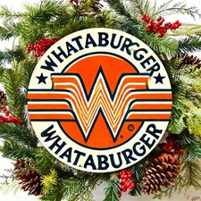 Whataburger Retro 8x8 Inch Round Aluminum Sign - Durable Tin Metal Signs