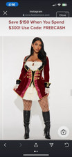 Fashion Nova Women’s Pirate Fancy Dress Costume Red Jacket Style Dress Size S