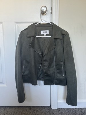 BB Dakota Steve Madden Faux Suede Moto Jacket M Green Biker City