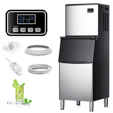 Commercial Ice Machine 400Lbs/24H  250Lbs Ice Storage Auto-cleaning in Silver
