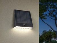 Solar Led Wandleuchte Mit Bewegungsmelder, Akku Auch Per Usb Aufladbar, Schwarz