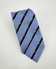 Gucci Tie Silk Necktie GG Logo Blue Diagonal Striped Woven Made In Italy