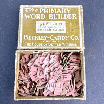 Antique 1920's Beckley-Cardy Co. Primary Word Builder Alphabet Letter Cards Tile