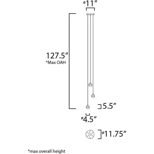 ET2 E24593-93NAB Swank Metal Band with Acrylic/Frosted Orb Round Pendant Ceiling - Picture 4 of 7
