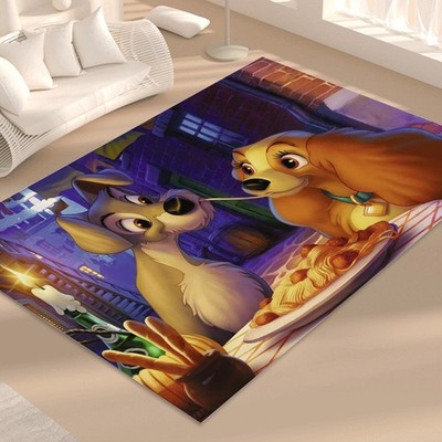 Lady and the Tramp Print Foldable Rectangular Floor Mat Rugs Anti-Skid Carpet