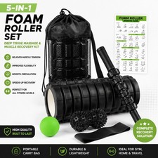 5-in-1 Foam Roller Set Deep Tissue Massage Recovery Kit Yoga Pilates Gym Therapy