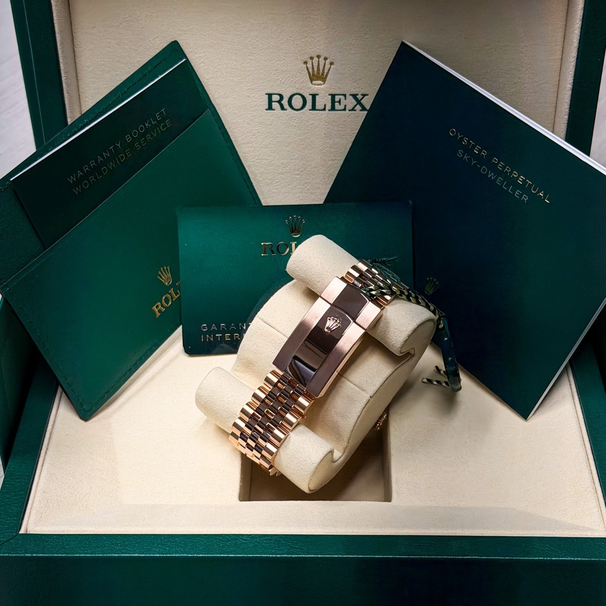 Rolex Sky Dweller Rose Gold Chocolate Dial Jubilee Brand New