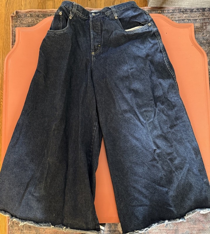 Kikwear Vintage Baggy Jeans Size 34x32 Rising Sun Stash pocket Button Fly