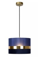 Pendelleuchte Stoff Blau Gold Wohnzimmer Esstisch Ø30 Cm E27 HäNgelampe Rund