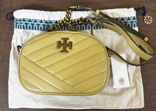 NWT Tory Burch Kira Chevron Camera Handbag in Beeswax Dark Gold (Yellow)