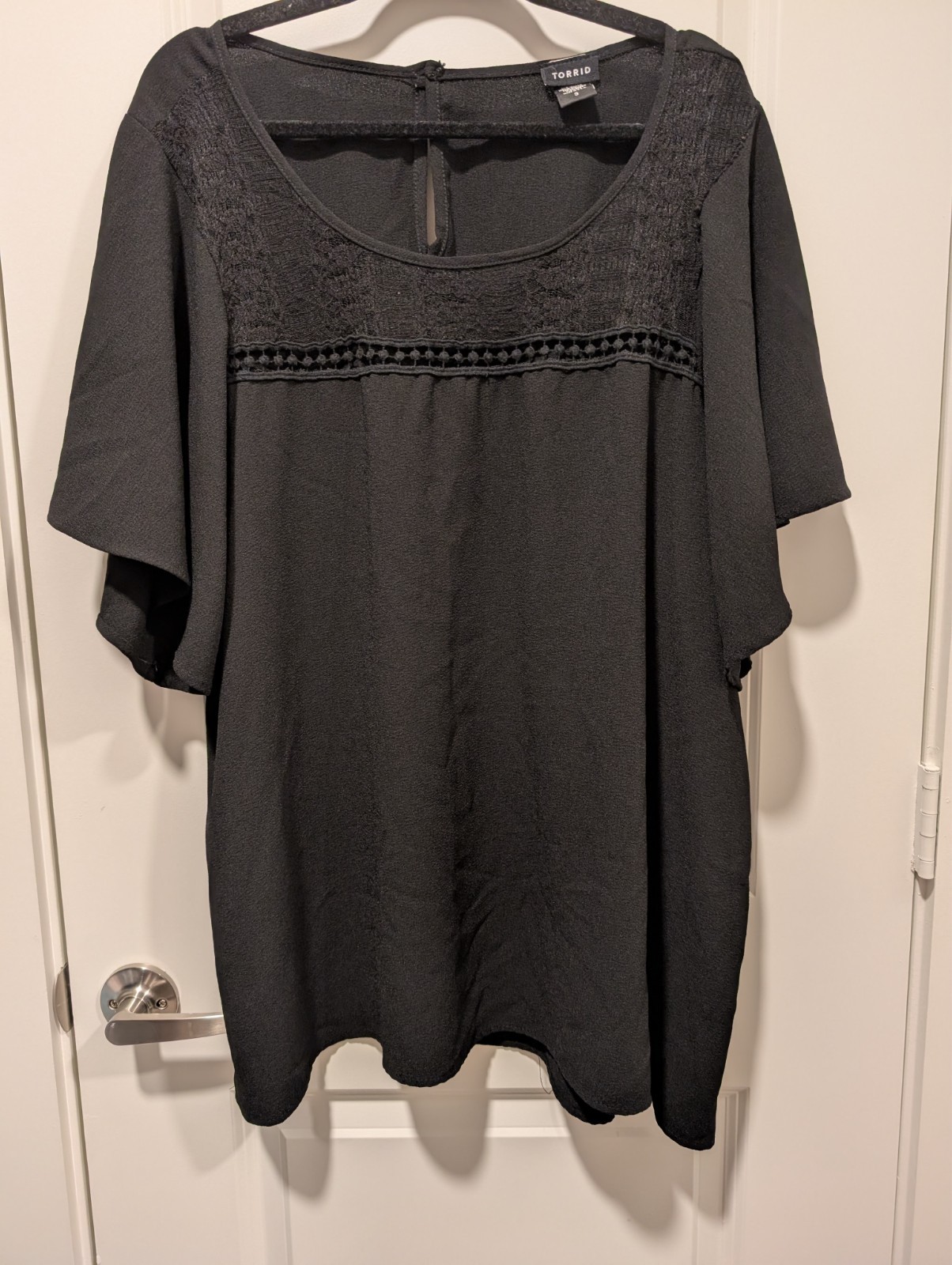 Torrid Babydoll Top Lace Womens SZ 3 (3X) Black Plus Size