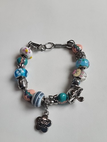 Monthly Charm Bracelet Willabee & Ward APRIL Happy Easter 8" Eggs Bunny Umbrella