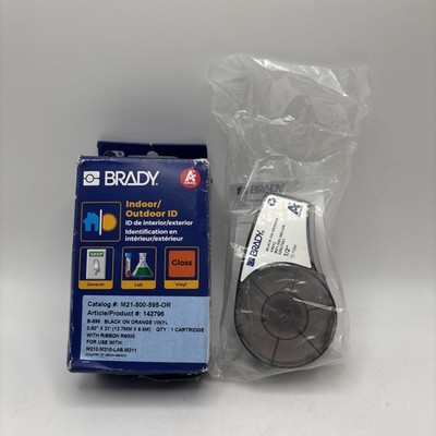 Brady M21-500-595-OR Black on Orange Vinyl Label Cartridge 1/2  x 21  Genuine