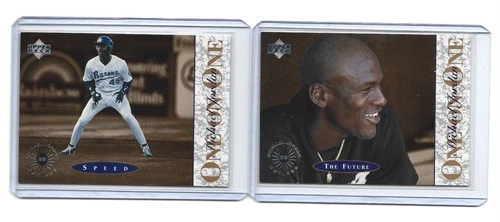 MICHAEL JORDAN 1995 Upper Deck One on One #10 & #4 -- 2 MICHAEL JORDAN MLB Cards
