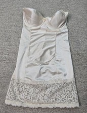 Rare Vintage Seductively Slim 36B Beige Smoothie Shapewear Slip Girdle Lace Trim