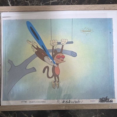 Nickelodeon Ren & Stimpy Original 1993 Production Cel Framed Hand-Painted COA