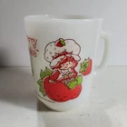 Vintage Strawberry Shortcake Milk Glass Mug Cup American Greetings 1980 Read