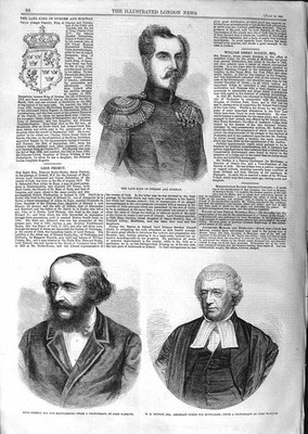 Alter antiker Druck 1859 König Schweden Norwegen Lord Fermoy Bodkin Richter M.P. 19.