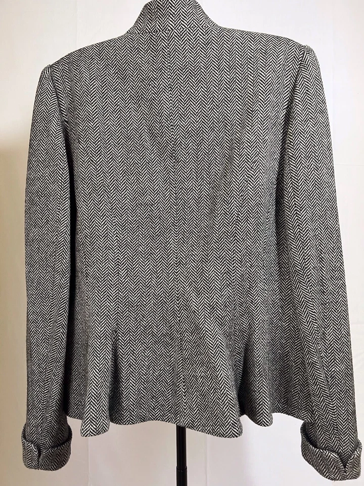 Chaqueta de Colección Chaps Mujer Mezcla de Lana Talla Grande Gris Espiga Botones Dorados Foto 3 de 4