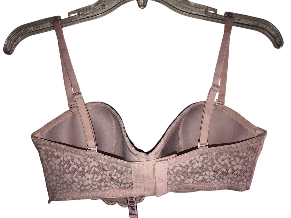 Sujetador VICTORIAS SECRET 34DD Body By Victoria Forrado Balconette 3 Vías Sin Tirantes ROSA Foto 2 de 4